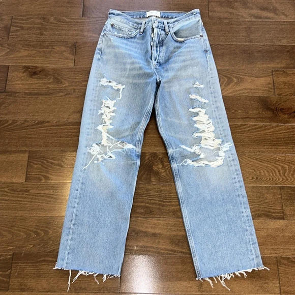 Agolde 90'S Mid Rise Distressed Loose Fit CROPPED in Major - Picture 9 of 12